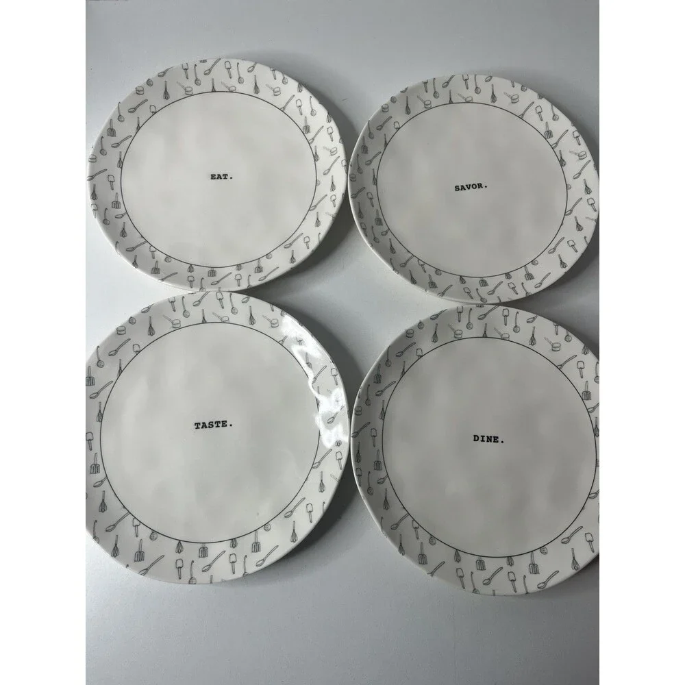 Rae Dunn Artisan Collection By Magenta 10” Melamine Dinner Plate Dine Savor Eat